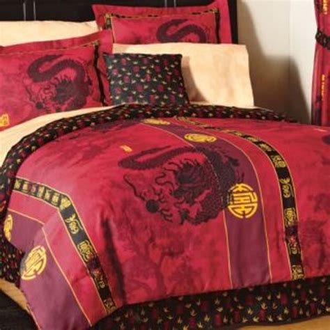 Bright yellow florals are perfectly offset by gray hues for a look that appeals to your sleek yet girly nature. New Asian Dragon Red Gold Comforter Sheets Valance Pillow ...