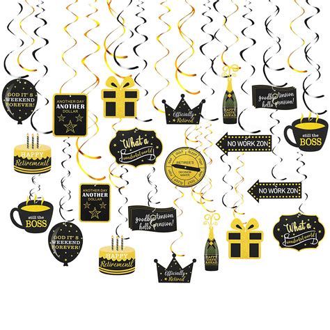 Buy Retirement Party Hanging Swirls Decorations Black Gold Pieces