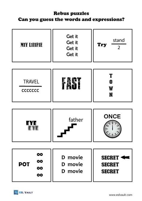 Use These Free Printable Rebus Puzzles In High Level Classes To Get Students Thinking They Are