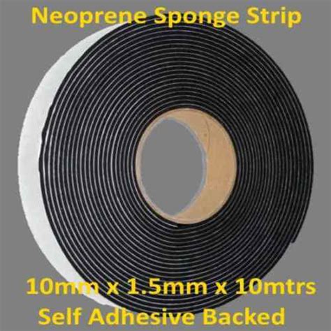 Neoprene Rubber Self Adhesive Strip 10mm Wide X 15mm Thick X 10m Long