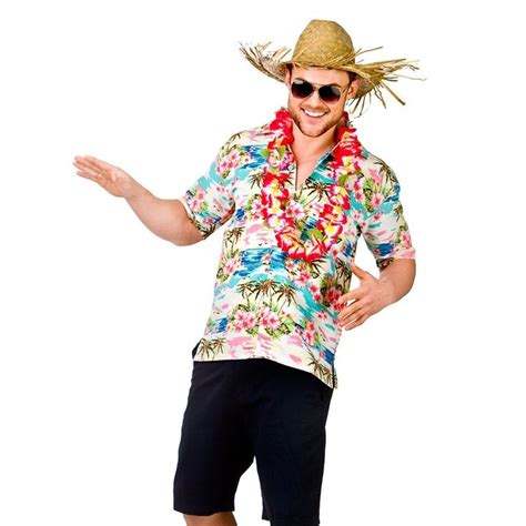 Mens Hawaiian Shirt Stag Retro Beach Luau Tropical Aloha Fancy Dress Costume Top Herren Kostüm