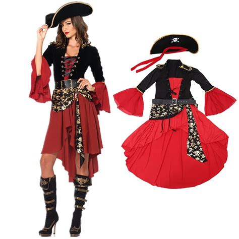 Costumes Female Pirate Adult Buccaneer Caribbean Fancy Dress Halloween Costume Cosplay Women