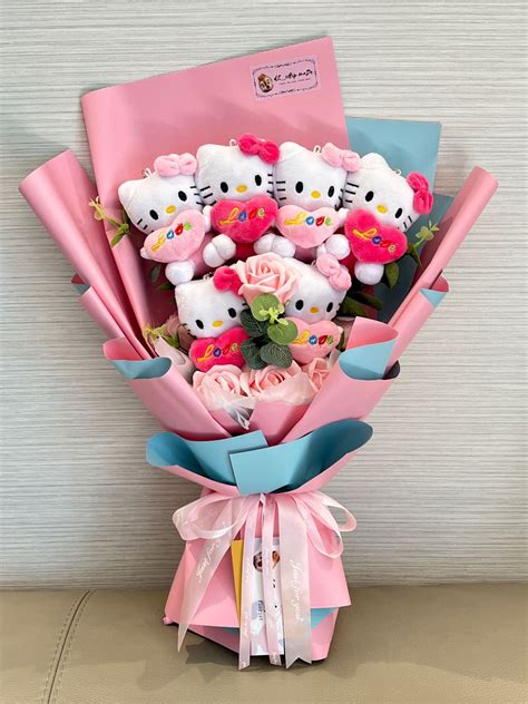 Hello Kitty Bouquet Pink Roses And Stuffed Animals