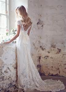 boho wedding dresses romantic  shoulder beaded lace