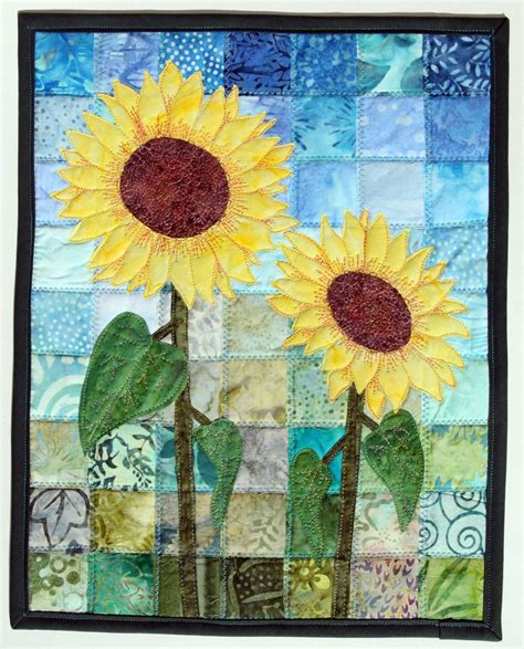 Batik Sunflowers Quilted Wall Hanging Art Quilt Pattern Or Kit By