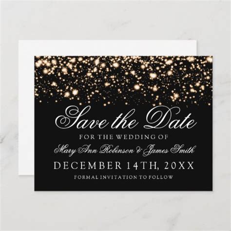 Elegant Save The Date Gold Midnight Glam Announcement Postcard Zazzle