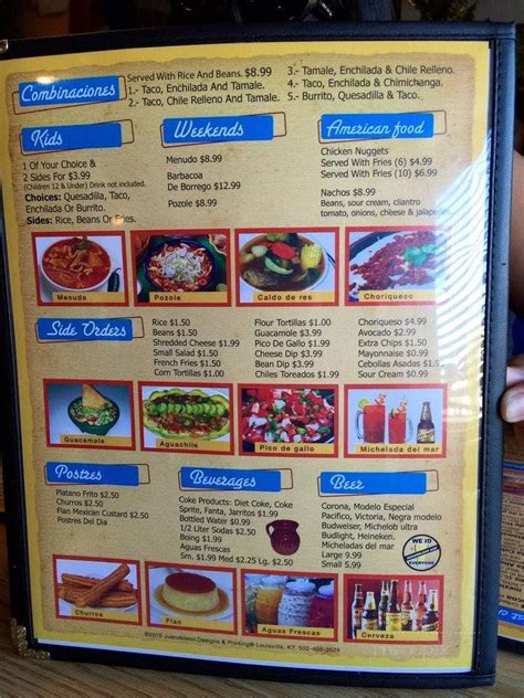 menu of la lupita mexican restaurant in clarksville in 47129