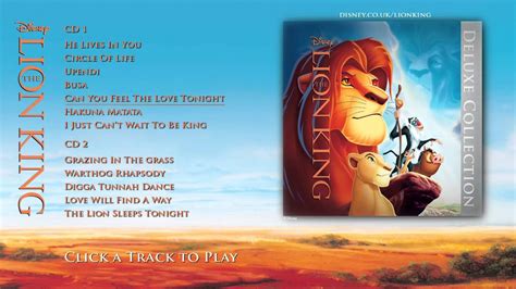 'the circle of life', the opening call in the lion king, marks the moment the young simba is held up by rafiki for all the animals of pride rock to see. The Lion King Soundtrack - Deluxe Edition - Album Sampler ...