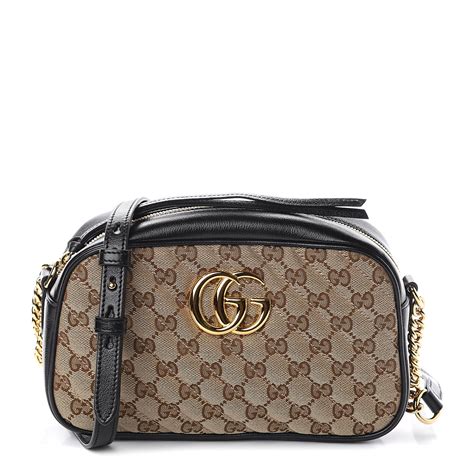 Gucci Monogram Matelasse Small Gg Marmont Chain Shoulder Bag Beige
