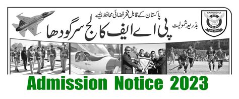 Pakistan Air Force Paf College Sargodha Admission 2022