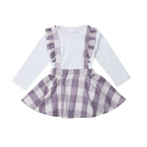 Autumn Cute Baby Girl Clothing Romper Plaids Ruffles Overall Skirt