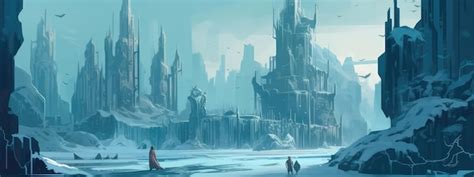 Premium Ai Image A Frozen Wasteland With Ice Palaces Panoramic