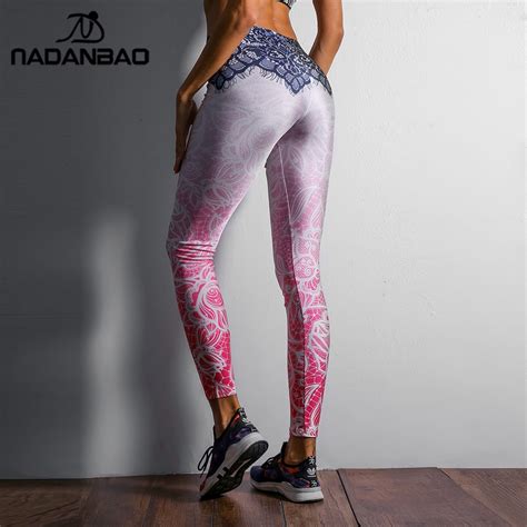Nadanbao 2021 Women Leggings Mandala Flower Digital Print Slim Pink Fitness Woman Leggins