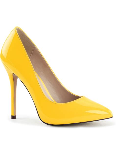 Free Shipping Buy Womens Yellow High Heels 5 Inch Pumps Pointed Toe