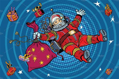 Space Santa Claus In Zero Gravity ~ Illustrations
