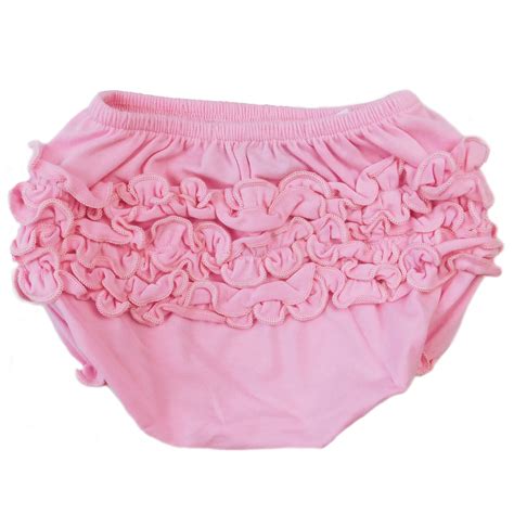 Annloren Girls Pink Knit Ruffled Bloomer Babytoddler Diaper Cover 12