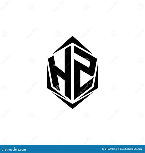 Initial Hz Logo Design With Shield Style Logo Business Branding Stock
