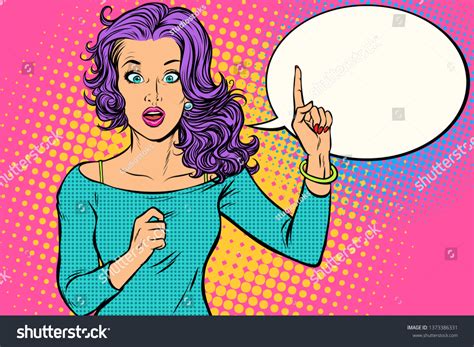 Pop Art Woman Pointing Finger Retro Stock Illustration 1373386331