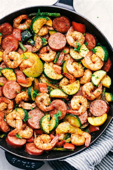Cajun Shrimp And Sausage Vegetable Skillet Is The Best 20 Minute Meal