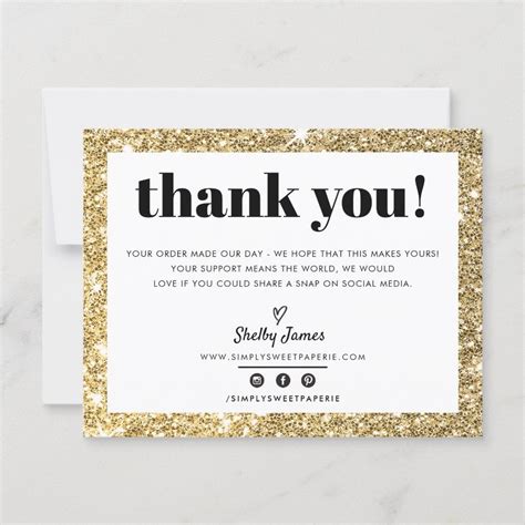 Business Thank You Chic Glam Gold Glitter Logo Size 425 X 55