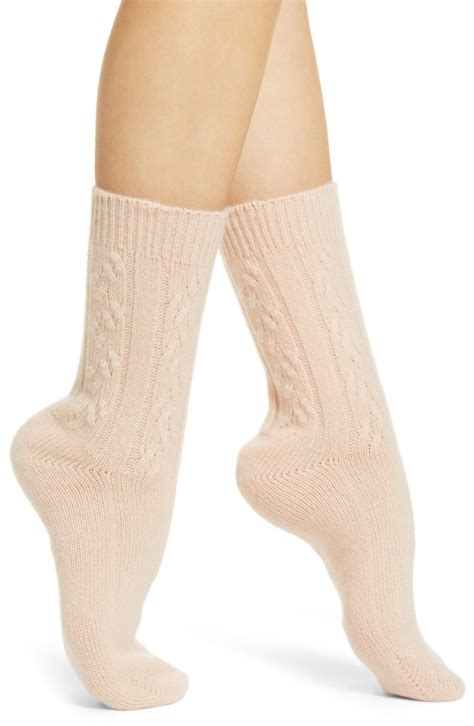 Nordstrom Signature Cable Knit Cashmere Crew Socks Cashmere Knits Cable Knit Comfy Socks