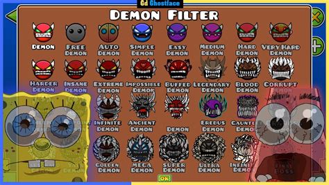 Demon Filter Geometry Dash Difficulty Faces Youtube