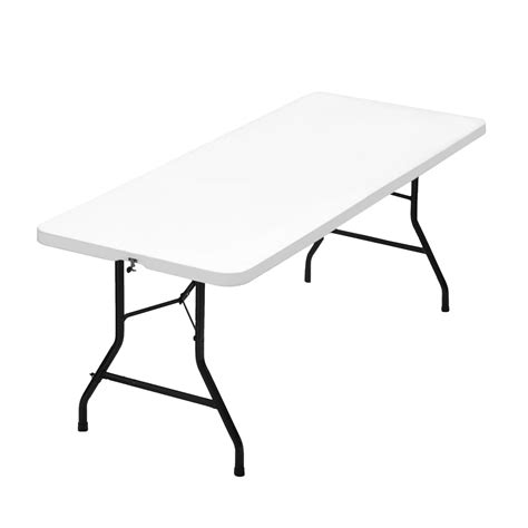 Rectangular or square tables give a sharper impression. White Plastic Fold-up Table - For Hire | EHIRE