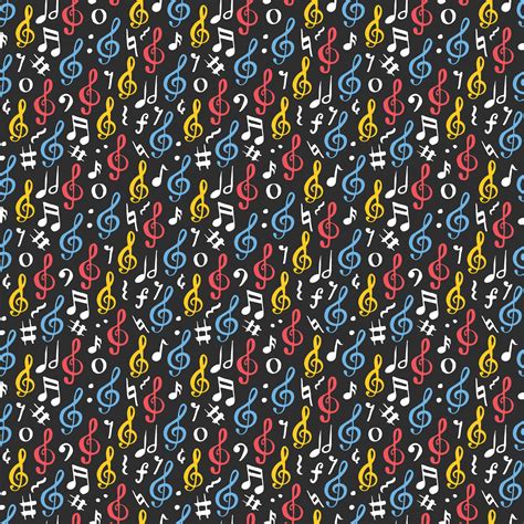 Music Note Seamless Pattern Vector Illustration Hand Drawn Sketched