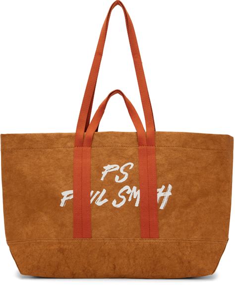 PS By Paul Smith Orange Paper Crinkle Tote SSENSE UK