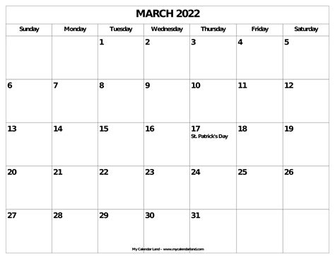 March 2023 Calendar My Calendar Land