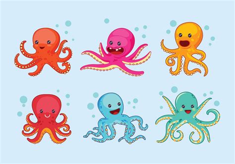 Set Of Cute Octopus With Expression Download Free Vector Art Stock