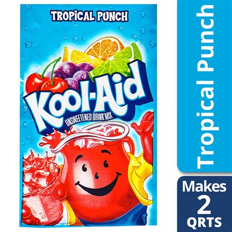 Kool Aid Unsweetened Tropical Punch Powdered Drink Mix Caffeine Free 0 16 Oz Packet Walmart