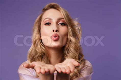 Image Of Sexual Caucasian Woman Blowing Air Kiss At Camera Stock Image Colourbox