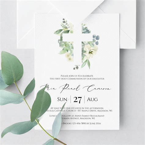 First Communion Invitation Template Boy Instant Download Etsy