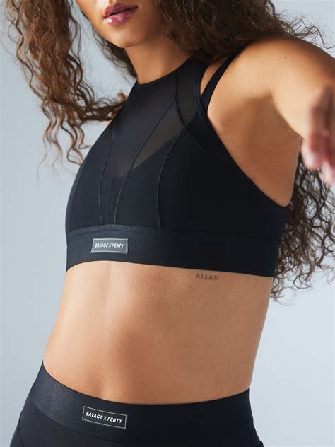 Lineup Medium Impact Mesh Sports Bra In Black Savage X Fenty