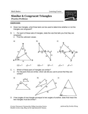 … congruent and similar triangles. VCC LC - Worksheets - Math - Basic Math