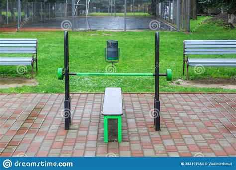 Close Up Of An Outdoor Gym On A Sports Field In A Park Exercise