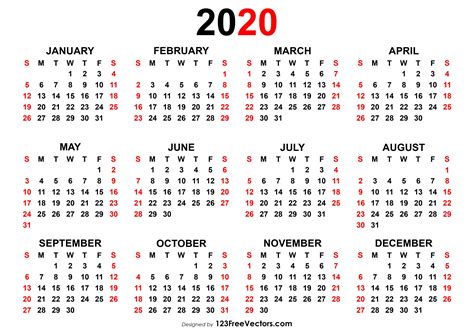 Get 2020 Yearly Calendar Calendar Printables Free Blank