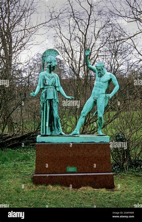 Marsyas And Athena Statues By Myron In The Botanical Gardens Of