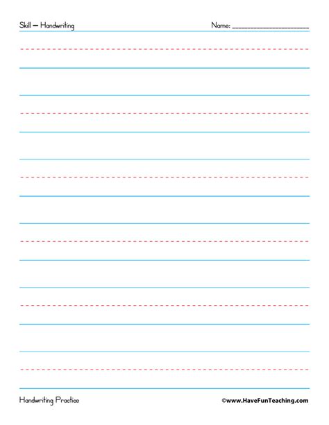 Handwriting Practice Paper Free Printable