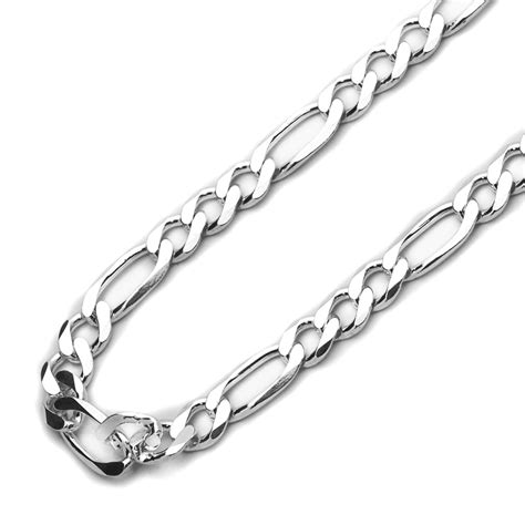 Mens 6mm 925 Sterling Silver Italian Solid Figaro Chain Necklace Made