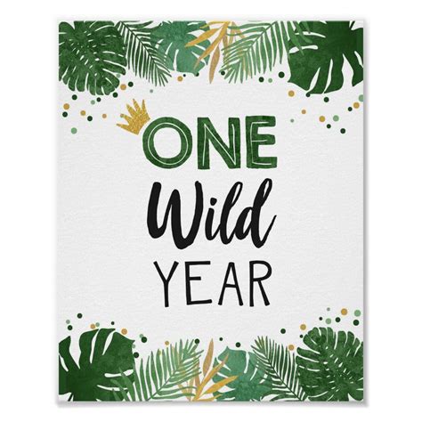 One Wild Year Tropical Safari Boy Birthday Sign Birthday