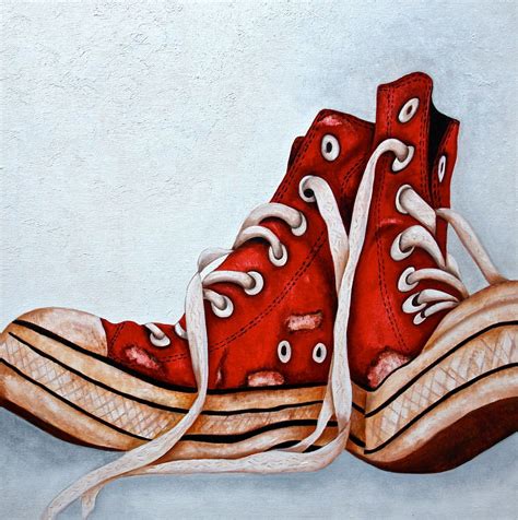 Art Print Old Sneakers Sports Shoes Red Sneakers From Original Still