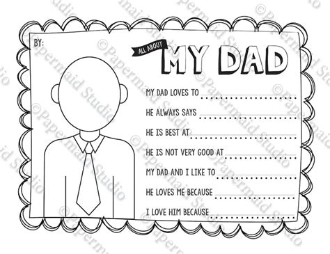 About My Dad Printable