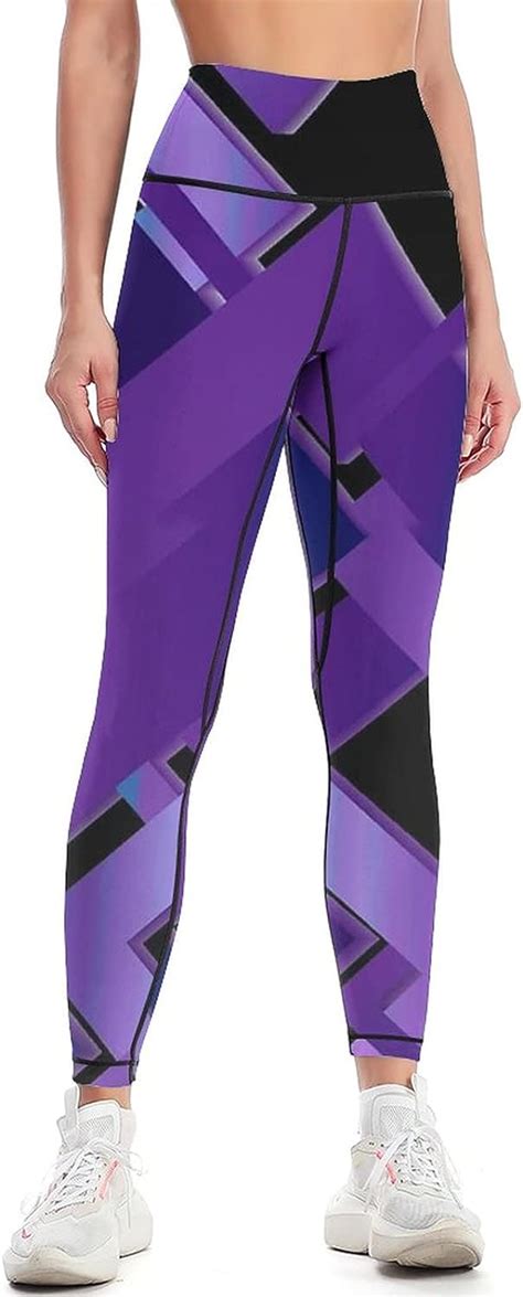 Yoga Pants Metallic Purple Violet Decorative Print High