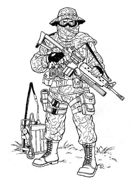 Dibujos De Soldado Con Una Ametralladora Para Colorear Para Colorear