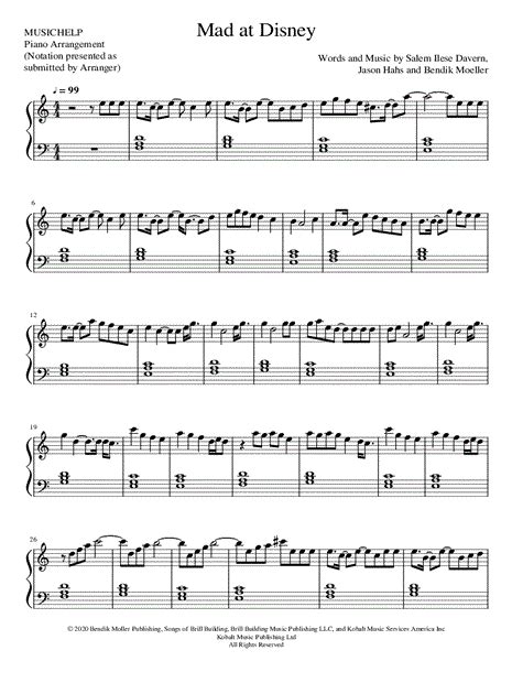 Simply piano ▸ m.onelink.me/c8b01801.my favourite piano tutorial for mad at disney is definitely this version! MUSICHELP "Mad at Disney" Sheet Music (Piano Solo) in C ...