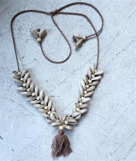 Reef Shell Necklace With Cowrie Shells And Tassel Ladies Etsy