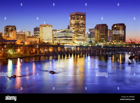 Richmond Virginia Usa Downtown Skyline On The James River Stock Photo