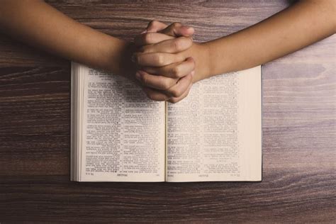 Praying Hands With Holy Bible Stock Image Image Of Finger Faith